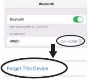 Bluetooth Bluetooth Now discoverable as MY DEVICES HP601 Connected ① Forget This Device