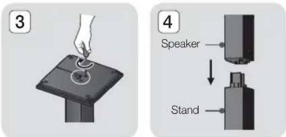 SAMSUNG HTE6730W - Installing the Speakers on the Tallboy Stand - 2