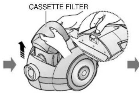 SAMSUNG SC7350 - - EMPTYING THE CASSETTE FILTER - 2