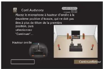 MARANTZ NR1509 - Disposez le microphone de mesures et de configuration à la position 2, sélectionnez "Continuer", puis appuyez sur ENTER. - 1