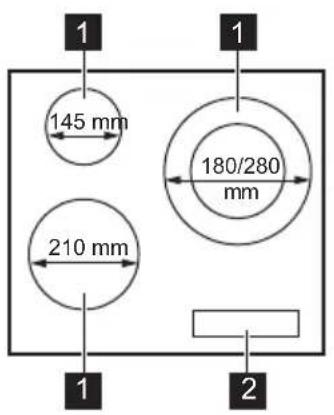 ELECTROLUX LIT60336C - Disposition de las zonas de cocción - 1