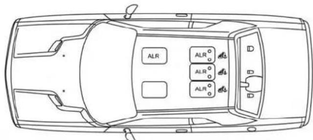 DODGE Challenger SRT (2018) - Ceinture à trois points d'ancrage pour l'installation d'un ensemble de retenue pour enfants dans ce vehicule - 1