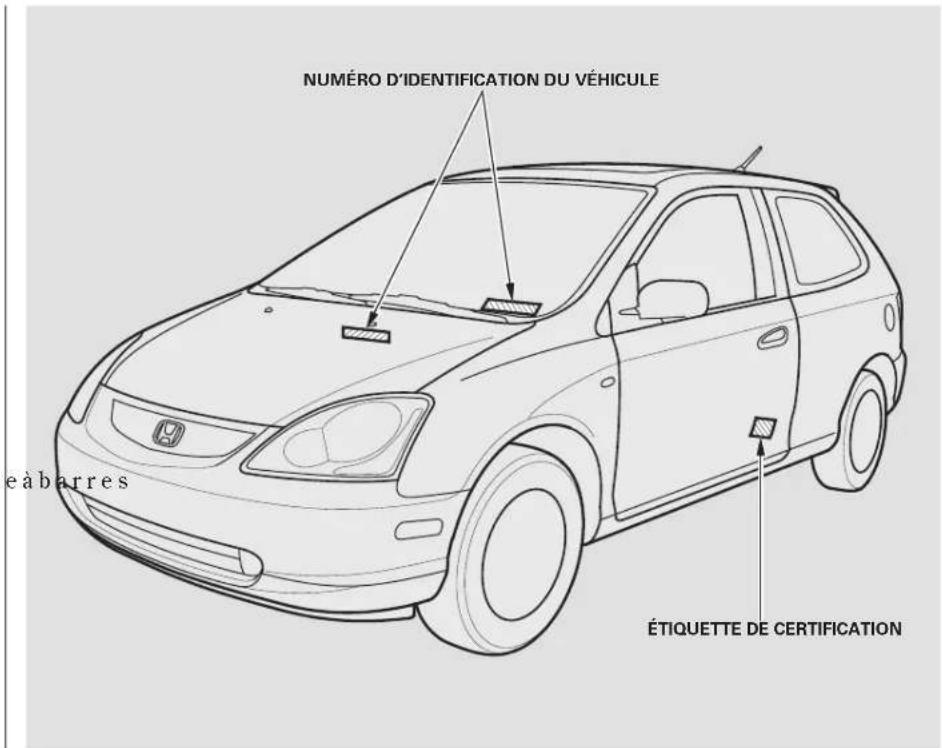Honda Civic Hatchback (2005) - Numeros d'identification - 1
