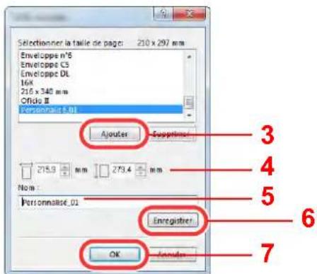 KYOCERA TASKalfa 2552ci - Enregistrer le format de papier. - 2
