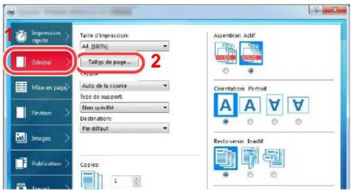 KYOCERA TASKalfa 2552ci - Enregistrer le format de papier. - 1