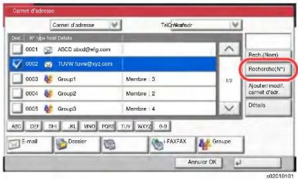KYOCERA TASKalfa 2552ci - Exemple : Recherche d'un numéro d'adresse - 1