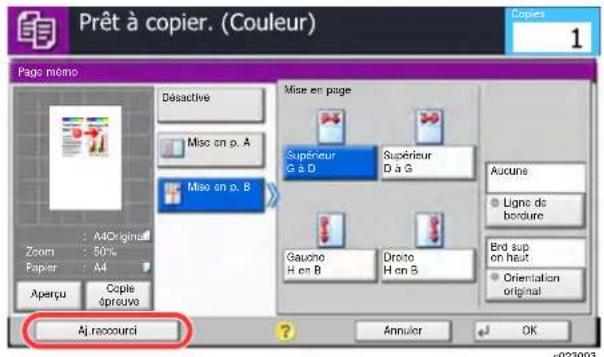 KYOCERA TASKalfa 2552ci - Ajout de raccourcis - 1