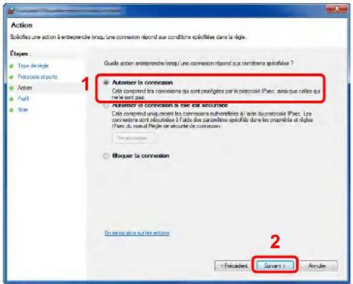 KYOCERA TASKalfa 2552ci - Sélectionner [TCP] comme port auquel appliquer la règle. Sélectionner ensuite [Ports locaux spécifiques] et saisir "445" puis cliquer sur [Suivant]. - 2