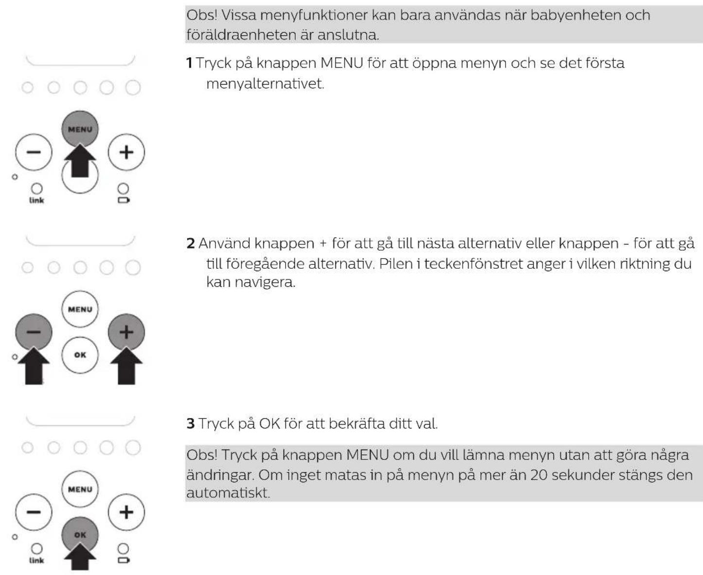 PHILIPS AVENT SCD723 - Navigera på menyn - 1