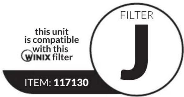this unit is compatible with this WINIX filter ITEM: 117130 FILTER J