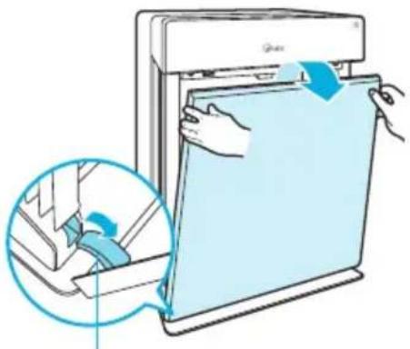 Diagram illustrating a hand inserting a document into a device, with an inset showing the process and a magnified view of the device's internal structure.