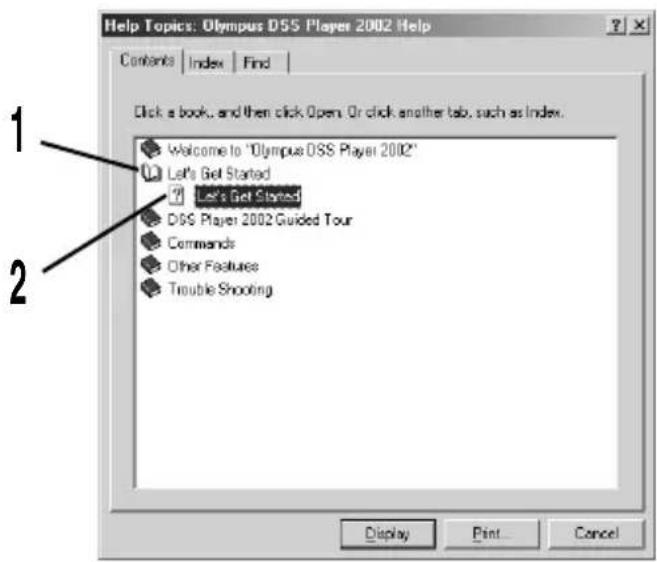 OLYMPUS DSS Player 2002 - Using Online Help - 1