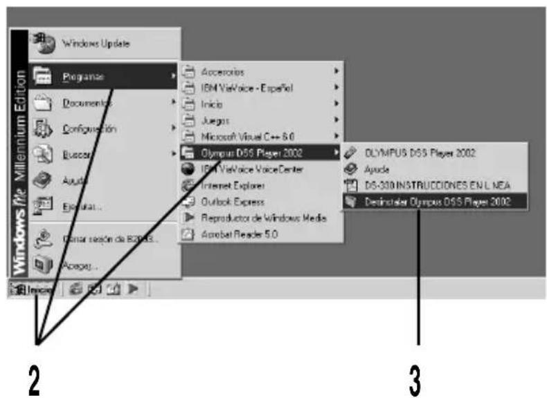 OLYMPUS DSS Player 2002 - Desinstalando DSS Player 2002 - 1