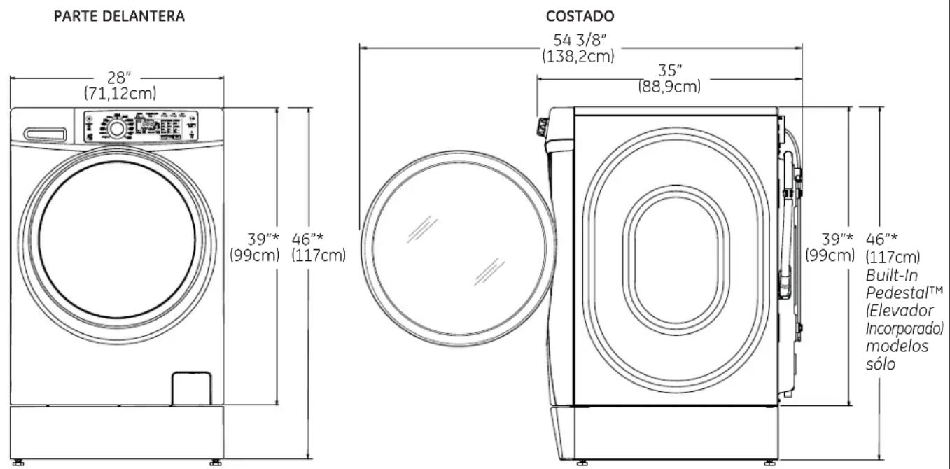 GE GFW480SPKDG - Distancias mínimas de separación para la instalación - 1
