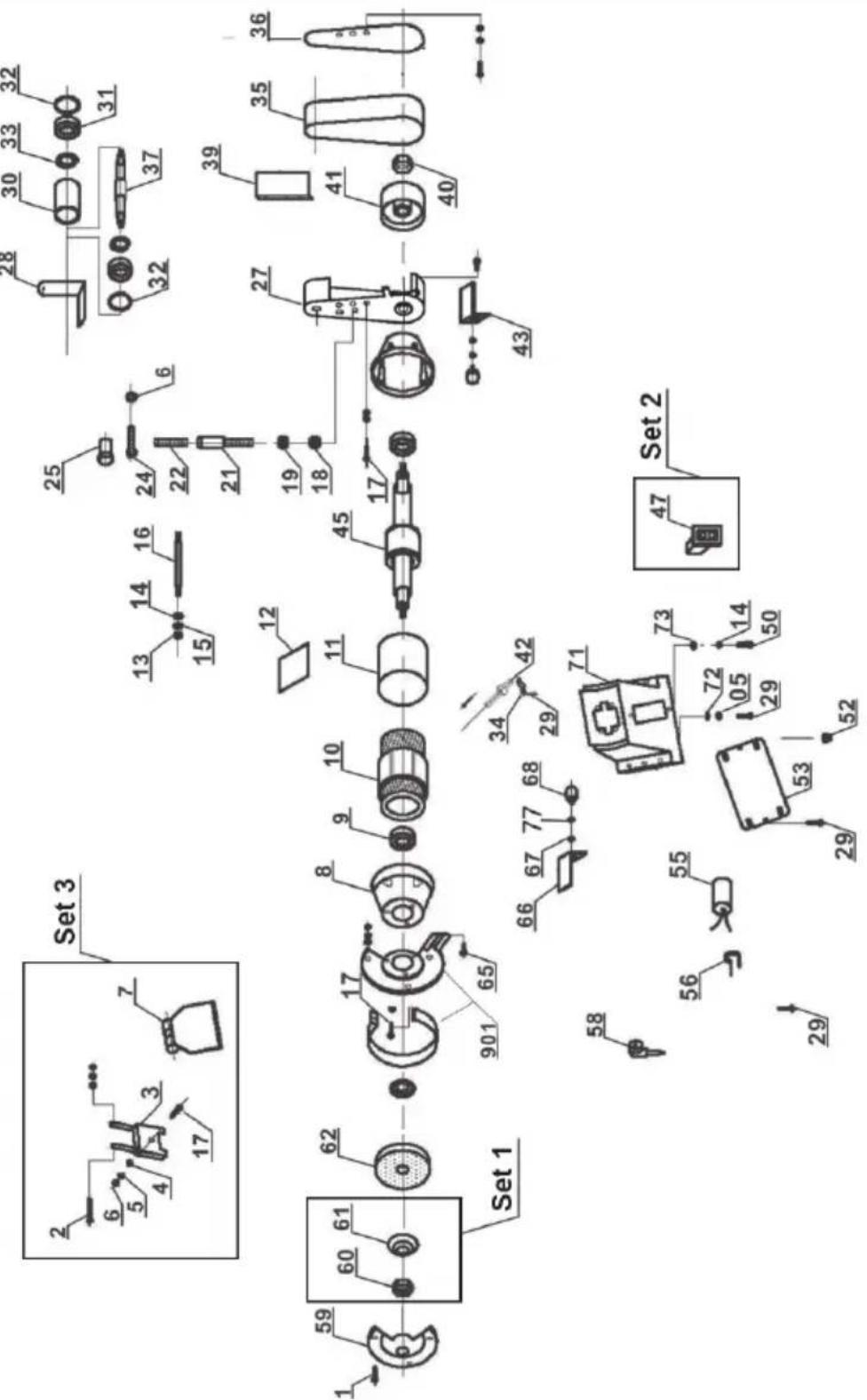 PARKSIDE PSBS 240 B2 - Explosionszeichnung • Vue éclatée Disegno esploso • Exploded Drawing - 1