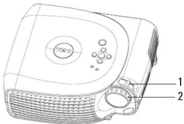 DELL 1100MP - Změna ohniskové vzdálenost a zaostřeni projektoru - 2