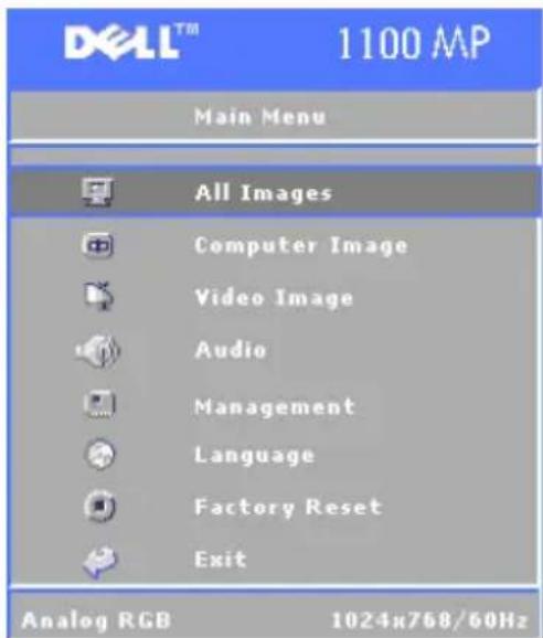 DELL 1100MP - Hovedmenuen Main Menu - 1