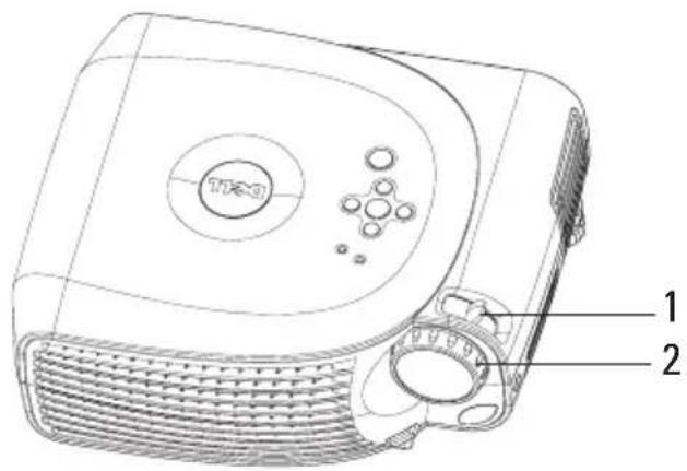 DELL 1100MP - Ajustar o zoom e o foco do projector - 2