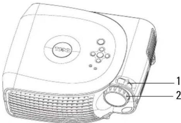 DELL 1100MP - Regolazione dello zoom e del fuoco del proiettre - 2