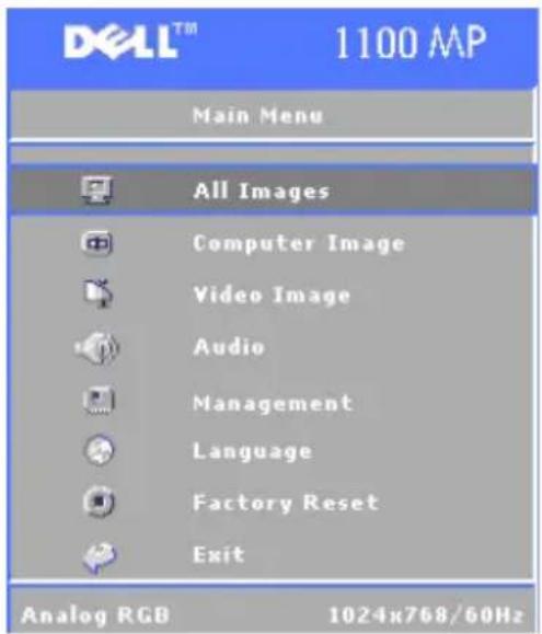 DELL 1100MP - Main Menu (Hlaví nabídka) - 1