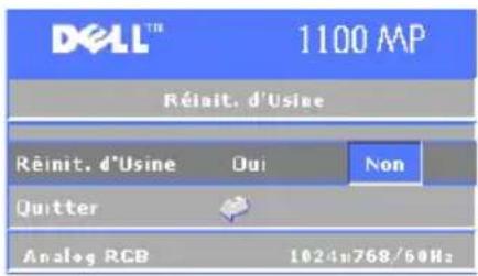 DELL 1100MP - Menu Réinit. d'Usine (Réinitialisation des paramètres d'usine) - 1