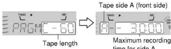 AIWA NSXAJ20 - Press numbered buttons on the remote control to designate the tape length. - 1