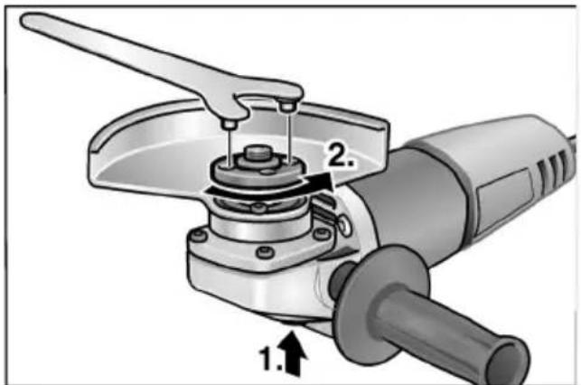 Flex LE 910 125 - Slīpēšanas instrumenta piestiprināšana vai nomaiņa - 1