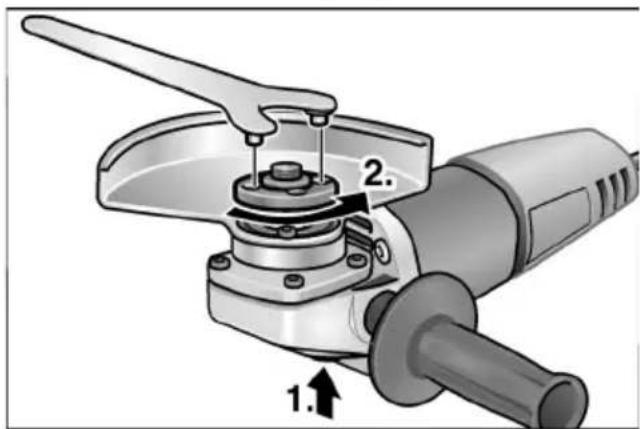 Flex LE 910 125 - Attaching or changing the grinding tool - 1