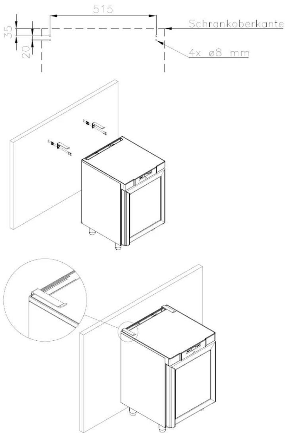 GRAM F 410 RG L1 6N - Wichtig! Nur für Schränke mit Glastür: - 1