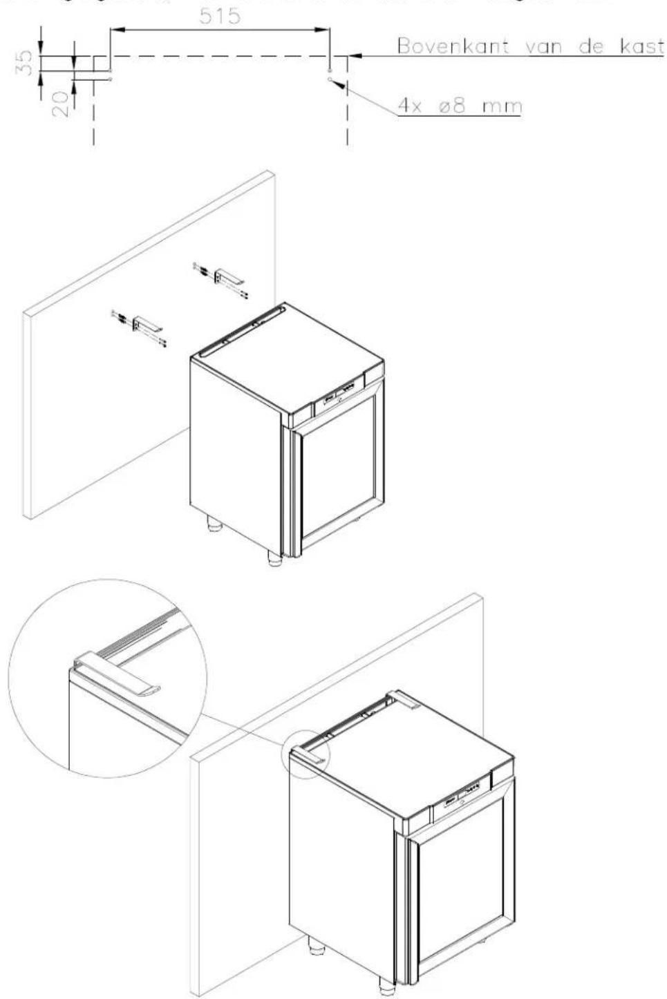 GRAM F 410 RG L1 6N - Belangrijk! Geldt voor kasten met glazen deur: - 1