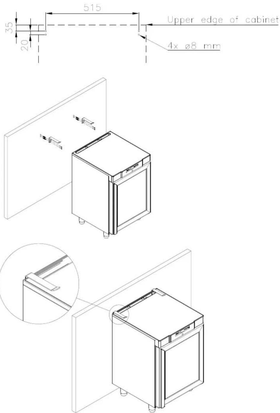 GRAM F 410 RG L1 6N - Important! Applies to cabinets with glass door: - 1