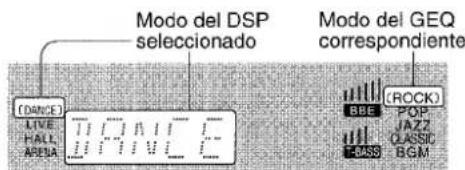 AIWA AVX220 - Presione uno de los botones DSP (procesador de senal digital) (DANCE, LIVE, HALL o ARENA) - 1