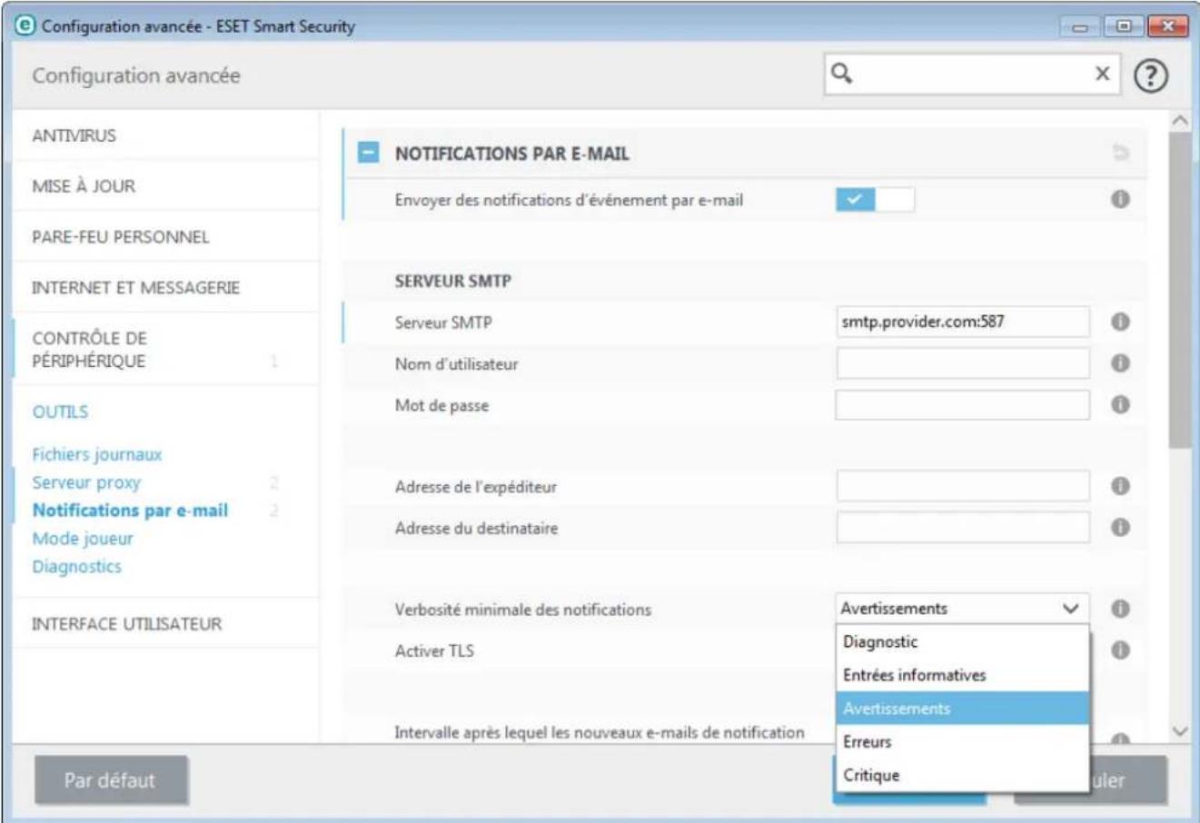 ESET Smart Security 9 - Notifications par e-mail - 1