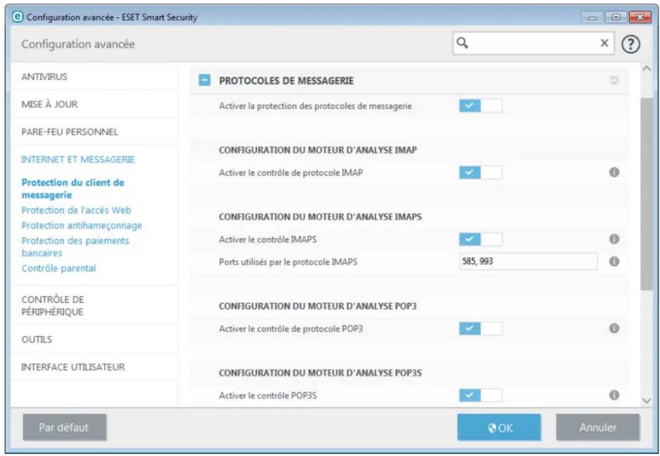 ESET Smart Security 9 - Protocoles de messagerie - 1
