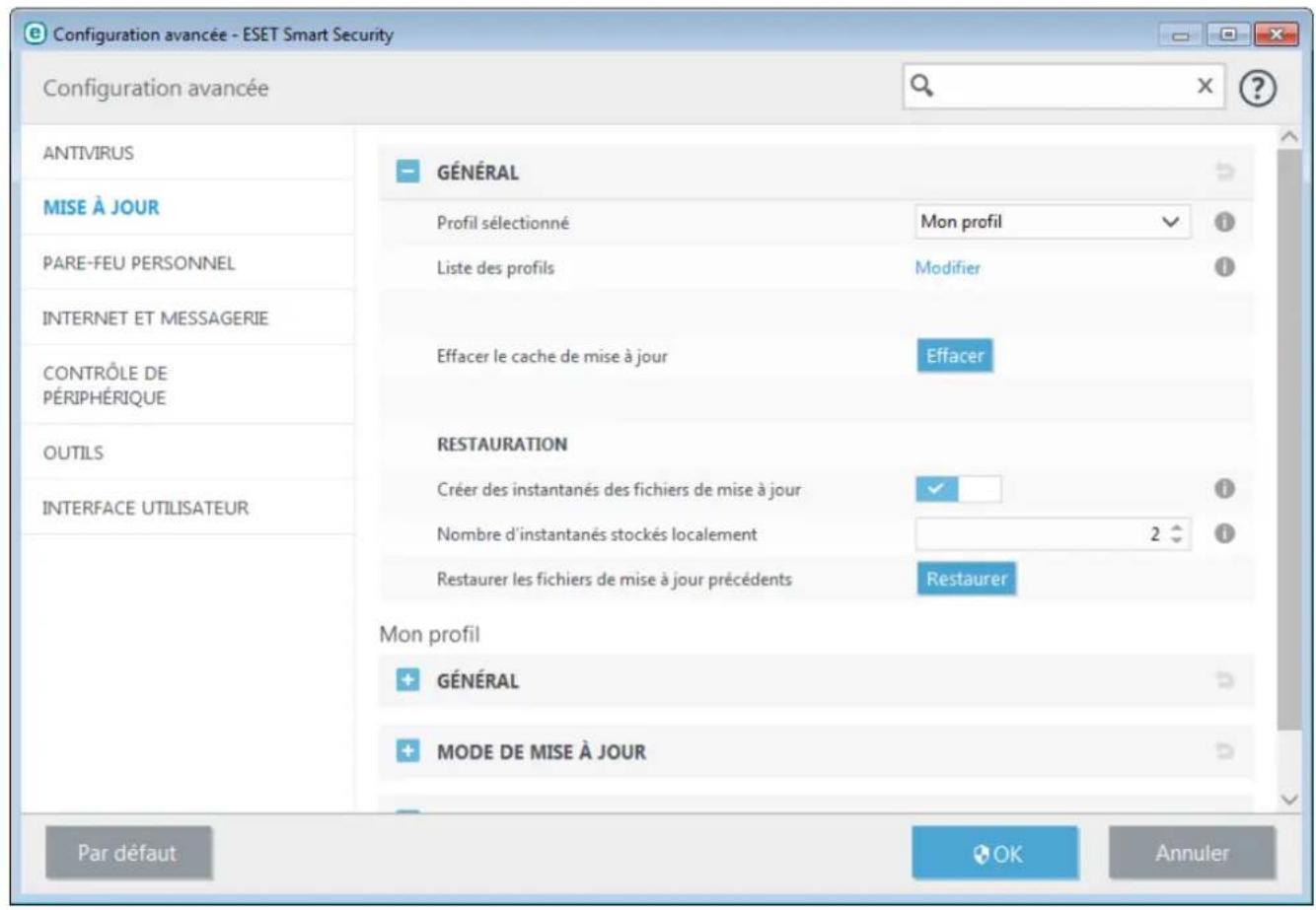 ESET Smart Security 9 - Annulation des mises à jour - 2