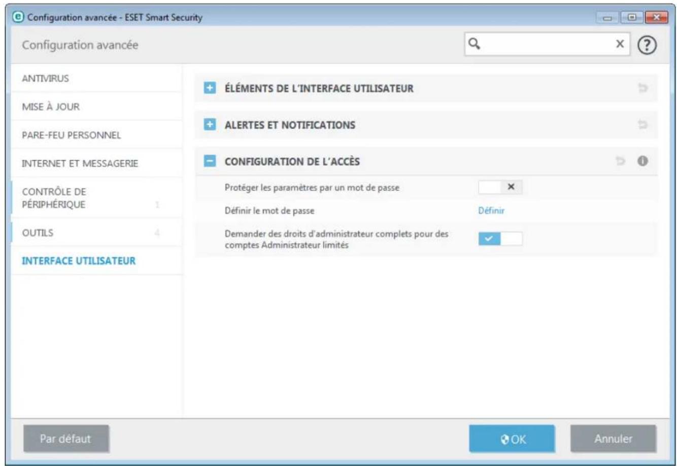 ESET Smart Security 9 - Configuration de l'accès - 1