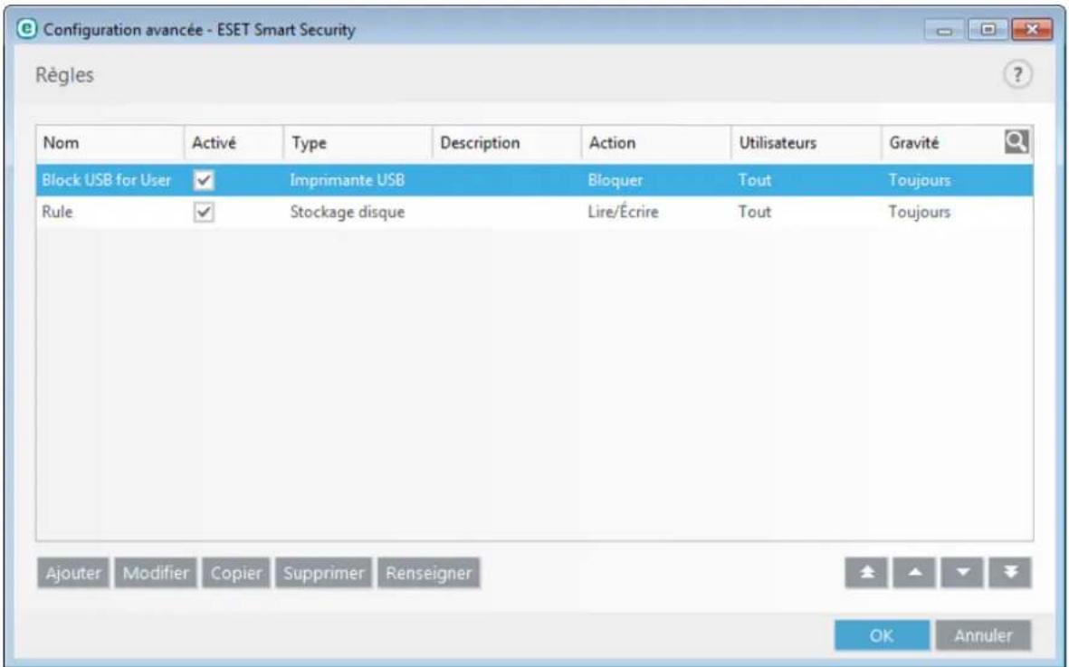 ESET Smart Security 9 - Éditeur de règes de contrôle de périphérique - 1