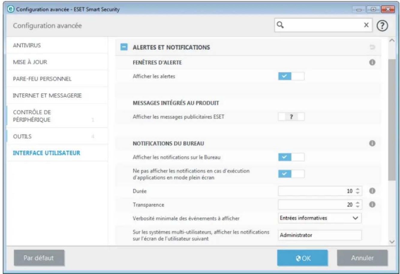 ESET Smart Security 9 - Alertes et notifications - 1