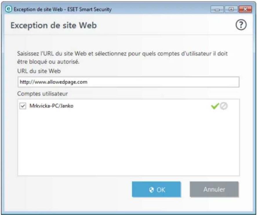 ESET Smart Security 9 - Exceptions de site Web - 1