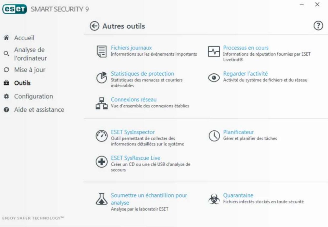 ESET Smart Security 9 - Outils dans ESET Smart Security - 1