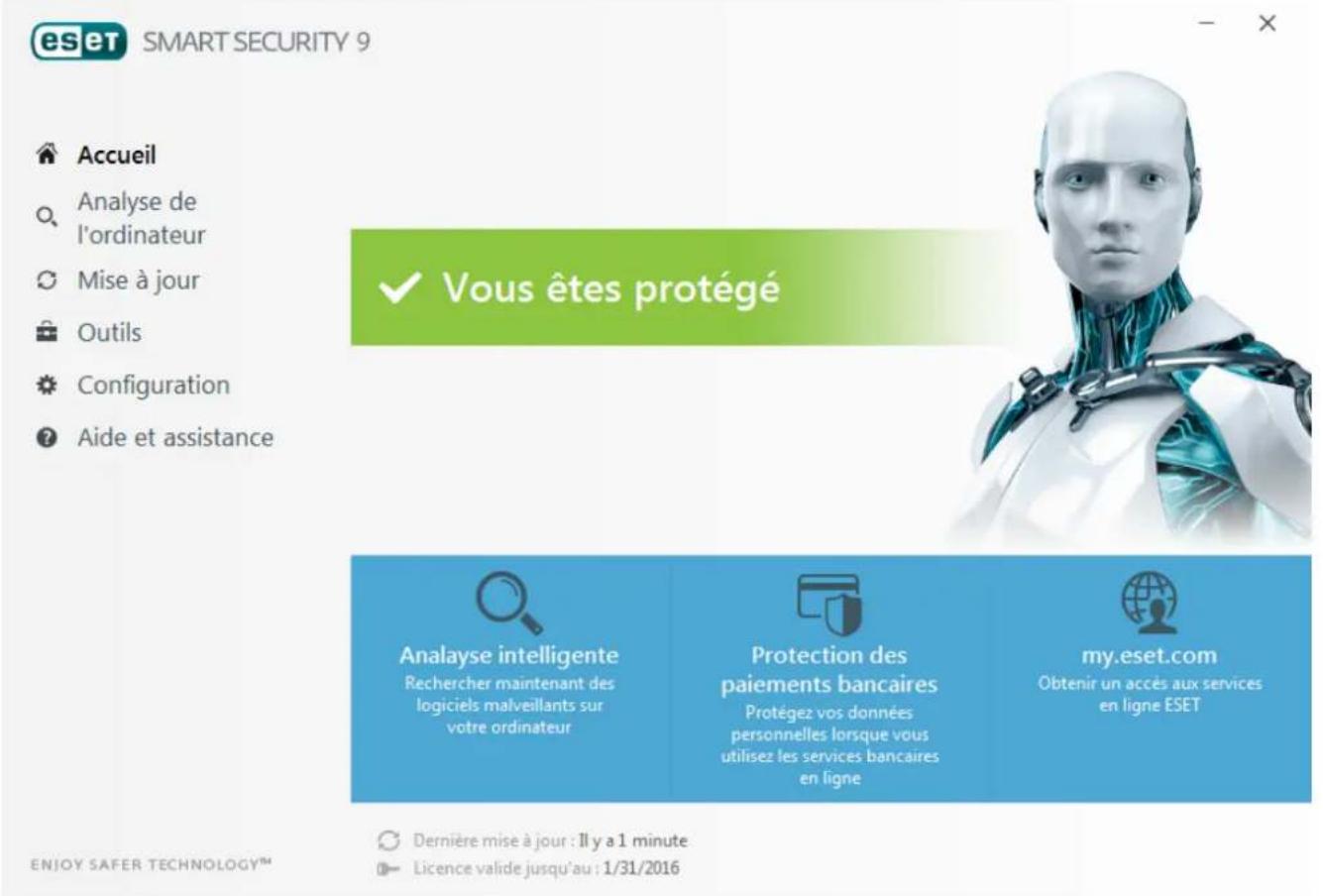 ESET Smart Security 9 - Fenêtre principale de l'application - 1