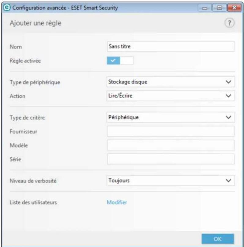 ESET Smart Security 9 - Ajout de règles de contrôle de périphérique - 1