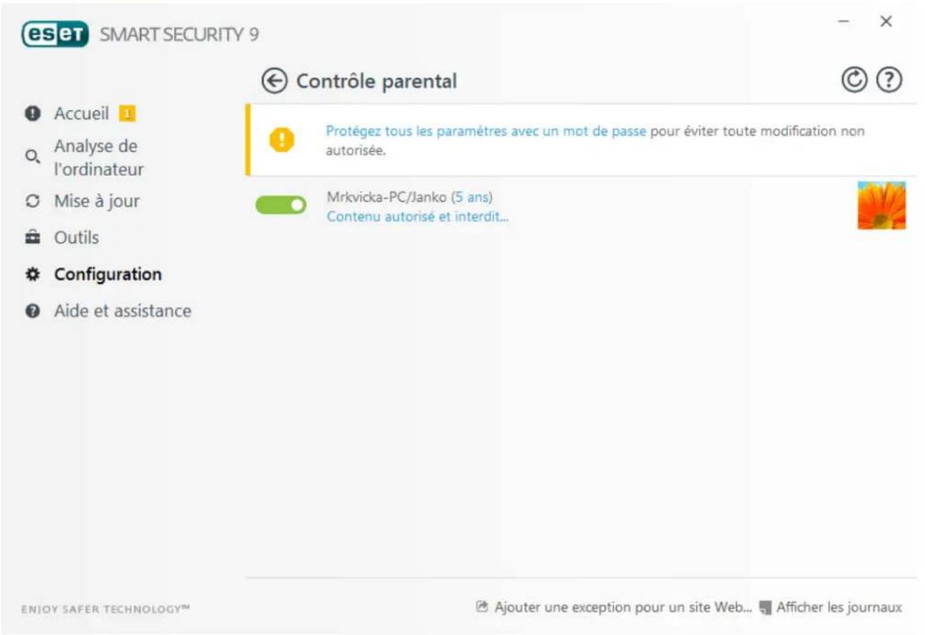 ESET Smart Security 9 - Comment activer le contrôle parental pour un compte - 1