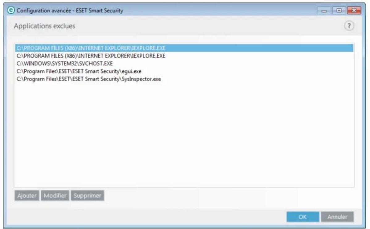 ESET Smart Security 9 - Applications exclues - 1