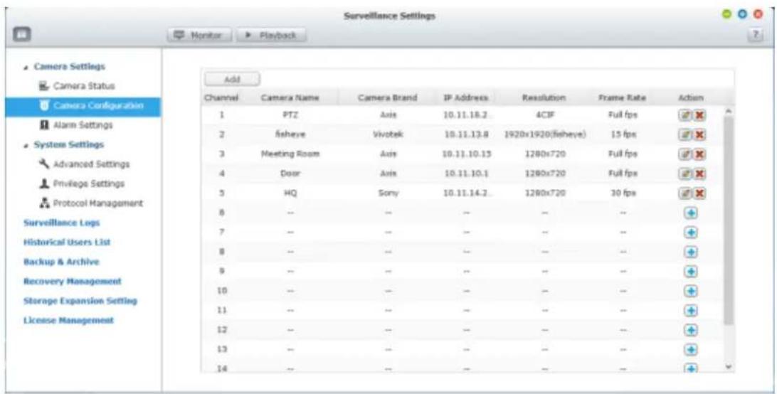QNAP VS2108L - Configuration de la caméra - 1