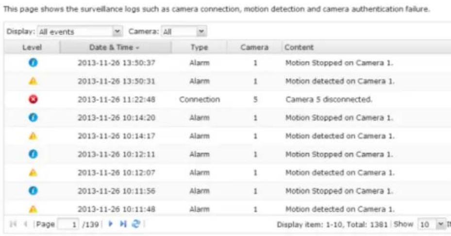 QNAP VS2108L - Journaux de surveillance - 1