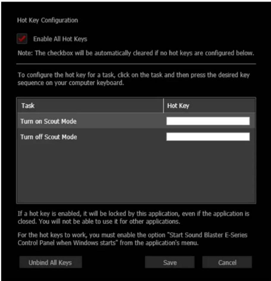 CREATIVE Sound Blaster E3 - Configuration des raccourcis - 1