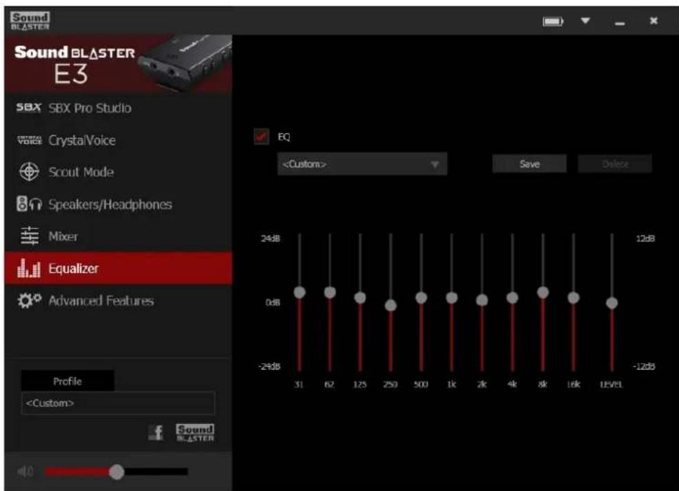 CREATIVE Sound Blaster E3 - Réglages de l'équaliser - 1