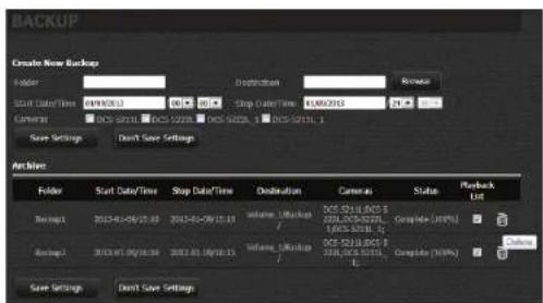 D-LINK DNS340L - My Surveillance - Configuration - Sauvegarde - 9