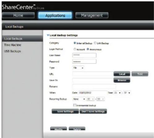 D-LINK DNS340L - Sauvegardes locales - 2